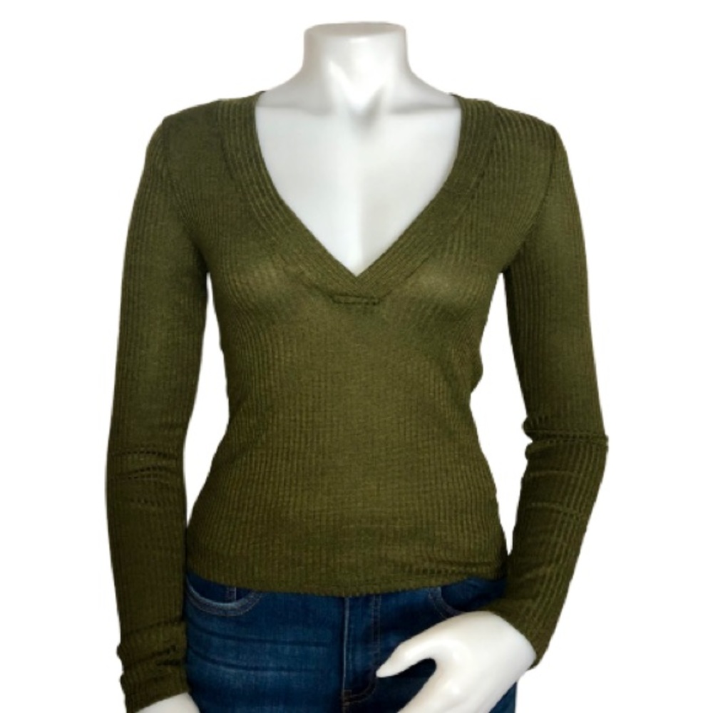 NWT Army Green Ribbed Long Sleeve